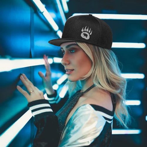 Tijeyi Native American Bear Claw Snapback Hats for Men Baseball Cap Adjustable Men's Hats & Caps Flat Bill Trucker Dad Gift Teen Hats for Boys Black Hat Funny Animal Cap