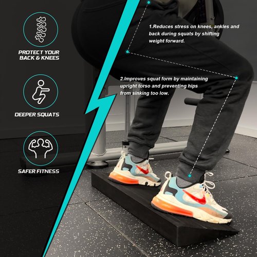 Squat Wedge Block, Extra Large One-Piece Squat Wedge Slant Board for Squats, Heel Elevated Squat, Knees Over Toes Squats, Calf Stretches, Weightlifting and Recovery Training