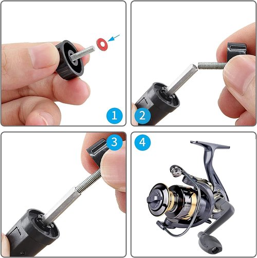 Waziaqoc 3PCS Fishing Spinning Reel Handle Grip Replacement, Rocker Arm Grip Fishing Reel Power Handle Grip