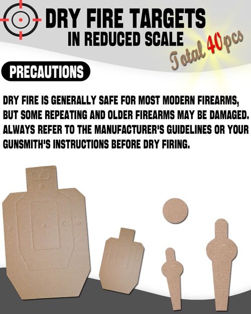 Zivosely 8 Set 40 Pcs Dry Fire Targets Cardboards in Reduced Scale, Cardboard Targets for Shooting Silhouette Simulation Style, Competition Torso Target Shooting Range Practice