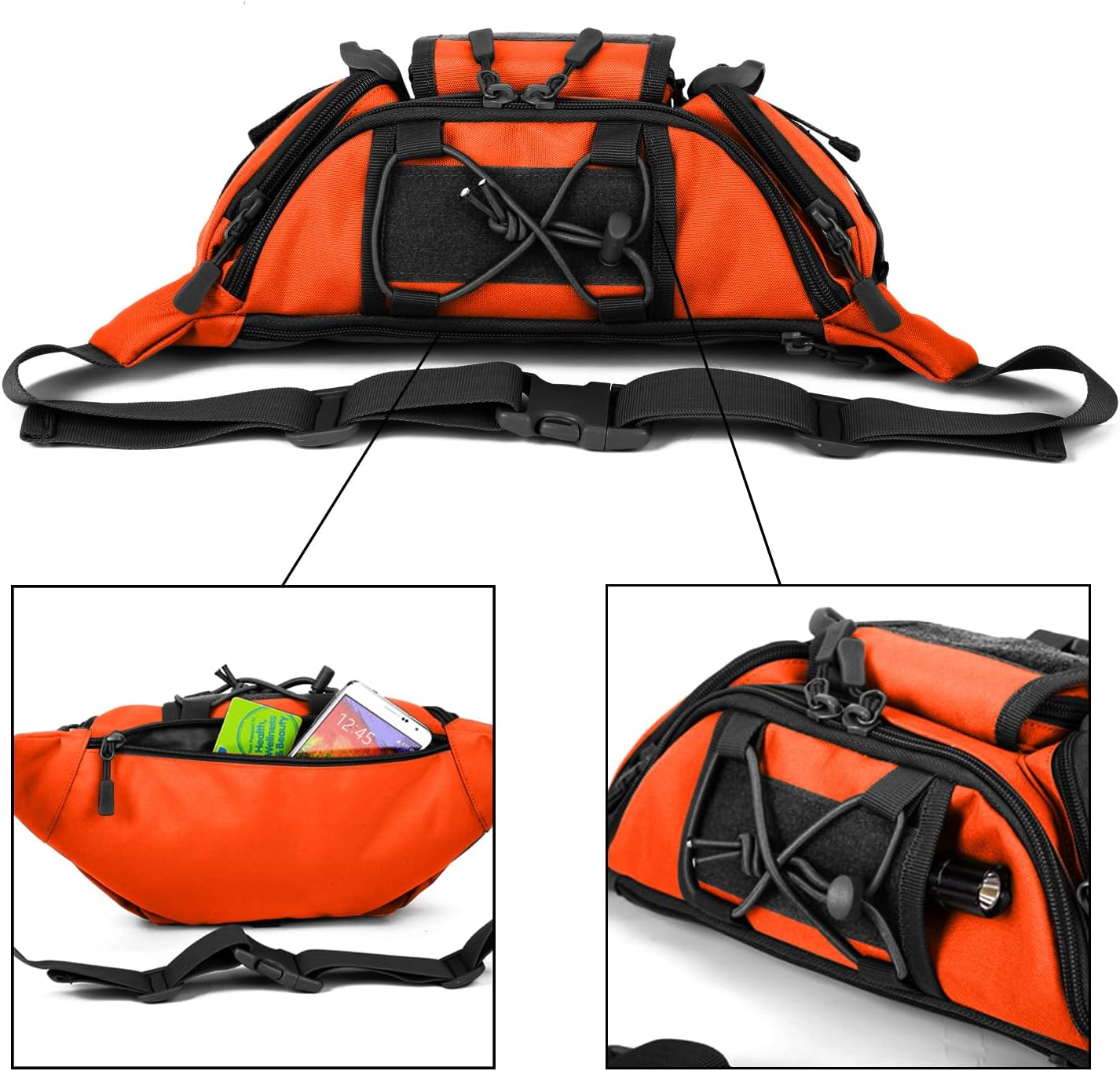 ArcEnCiel Tactical Fanny Pack for Men Waist Bag Hip Belt Outdoor Hiking Fishing Bumbag with Patch