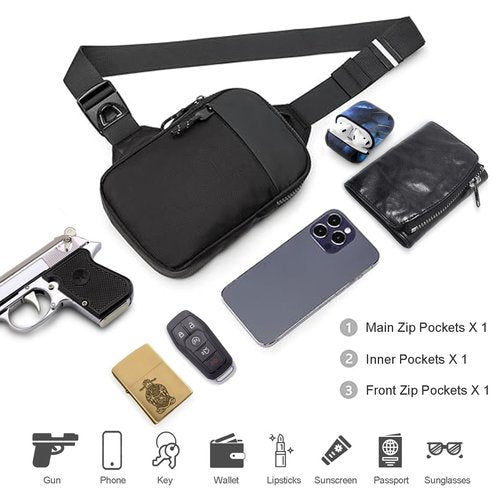 Tactical Bag Shoulder Chest BackPack with Sling，Concealed Carry Shoulder Bag for Range, Travel, Hiking, Outdoor Sports (8.6 x 5.9 inch)