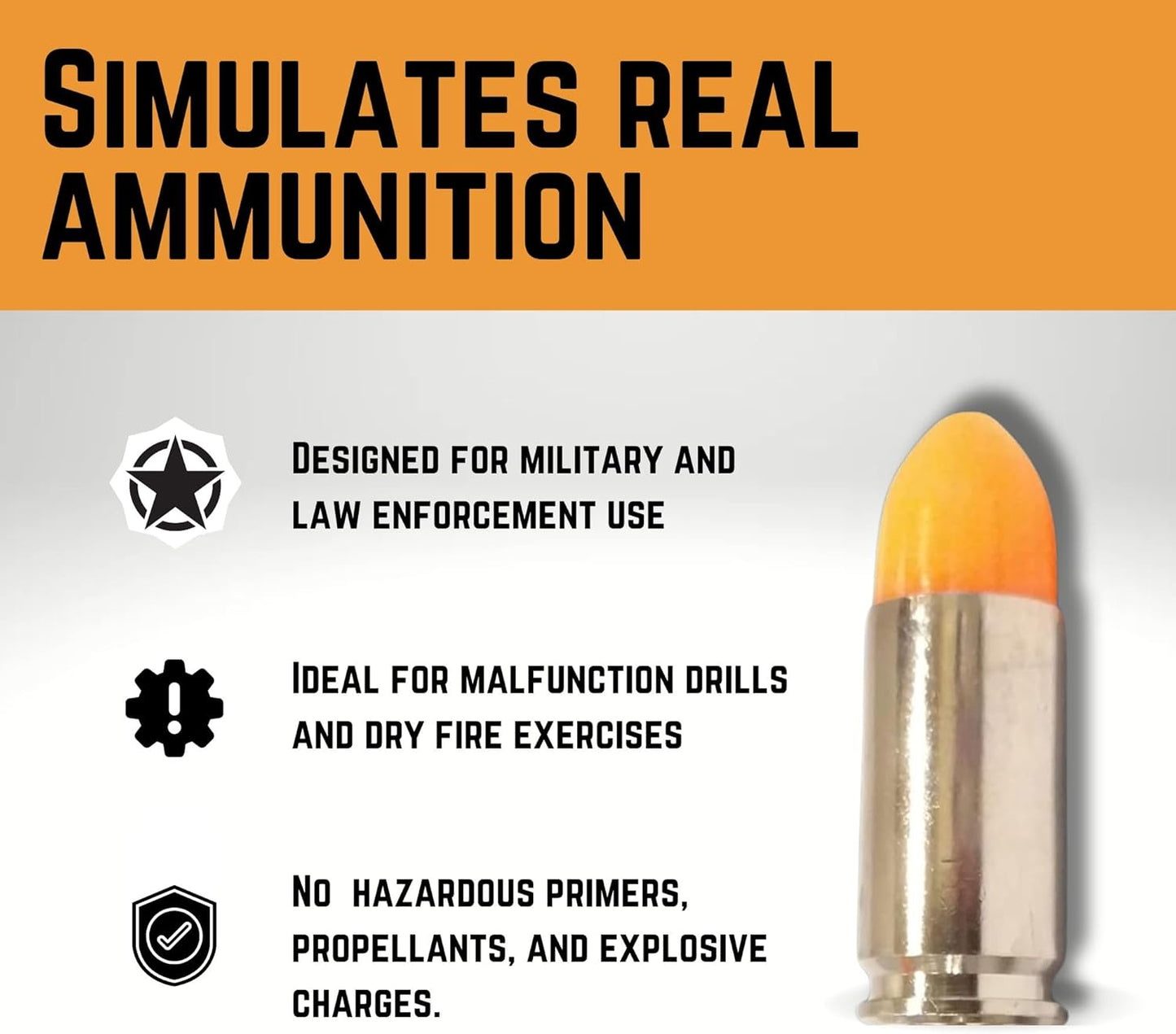 ST Action Pro 9mm Snap Caps – Orange Safety Trainer Dummy Rounds, Reusable Dry Fire Training Ammunition (10-Pack) for Gun Owners