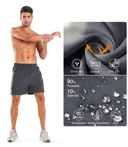 NORTHYARD Mens 5 Inch Inseam Running Gym Shorts, Quick Dry Athletic Shorts for Men, Active Workout Sport with Zip Pockets Darkgrey XL