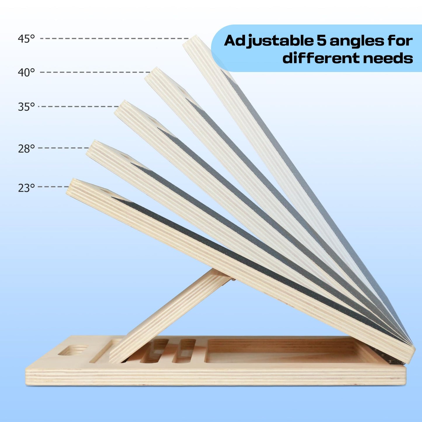AURGOD Calf Stretcher Portable Wooden Slant Board for Calf Stretching, 5 Adjustable Angles Incline Board, Load 220 lbs Physical Therapy Equipment for Squats, Exercise, and Leg