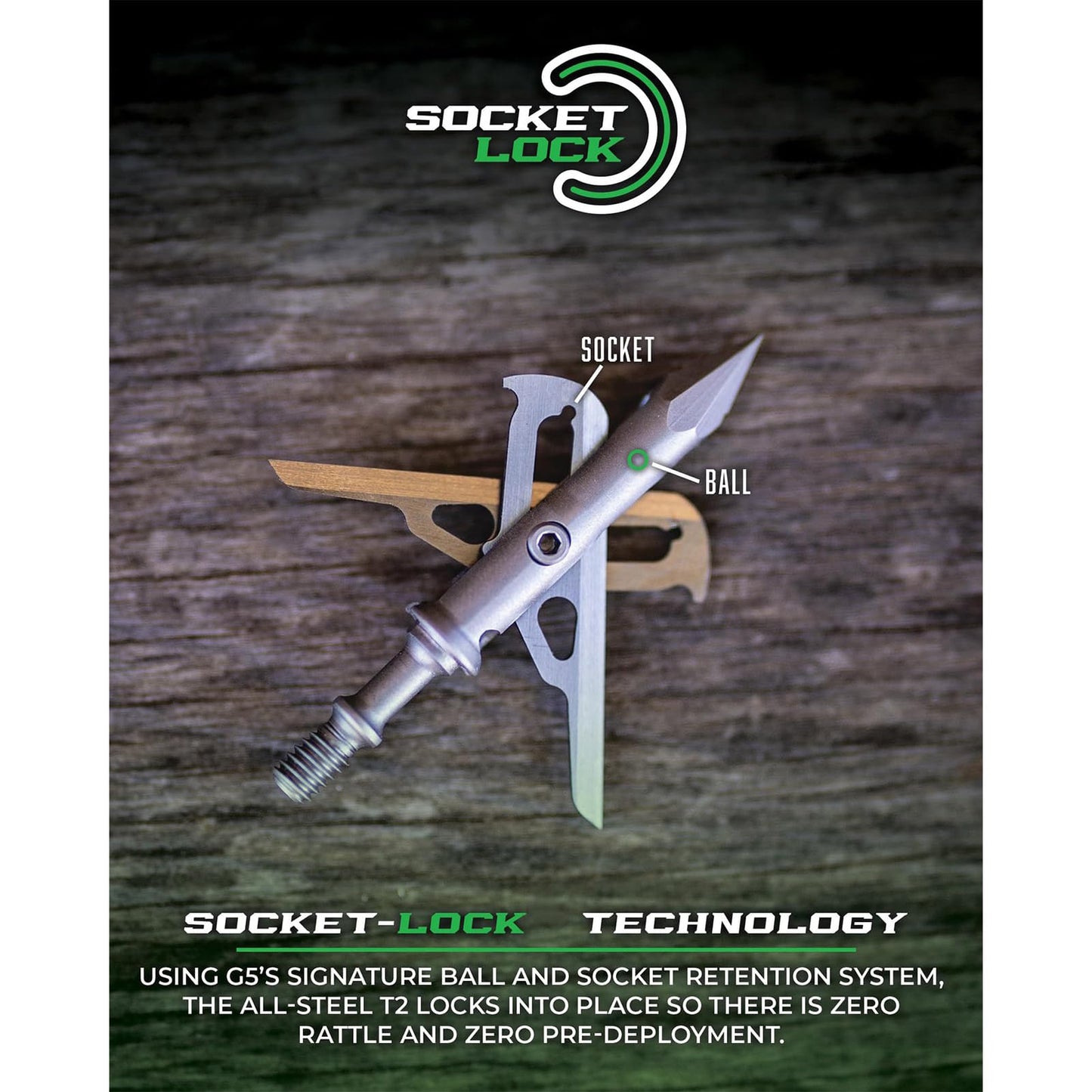 G5 T2 100-Grain 2-Blade Expandable Broadheads, 3-Pack | Durable Steel Archery Broadheads with Large 2" Cutting Diameter & Socket-Lock Retention System