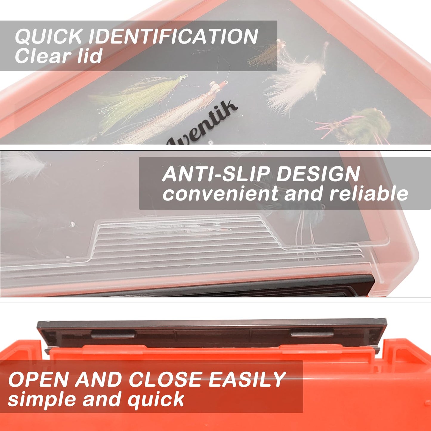 Aventik Fishing Tackle Box Slit Foam Case Jig Box Head Hooks Spinners Spoons Storage Tackle Tray (Orange-3501lure box)
