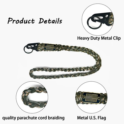 SVICCOOKQ 6Pcs Heavy Duty Paracord Lanyards With USA Flag, Braided Parachute Lanyards for Outdoor Activities