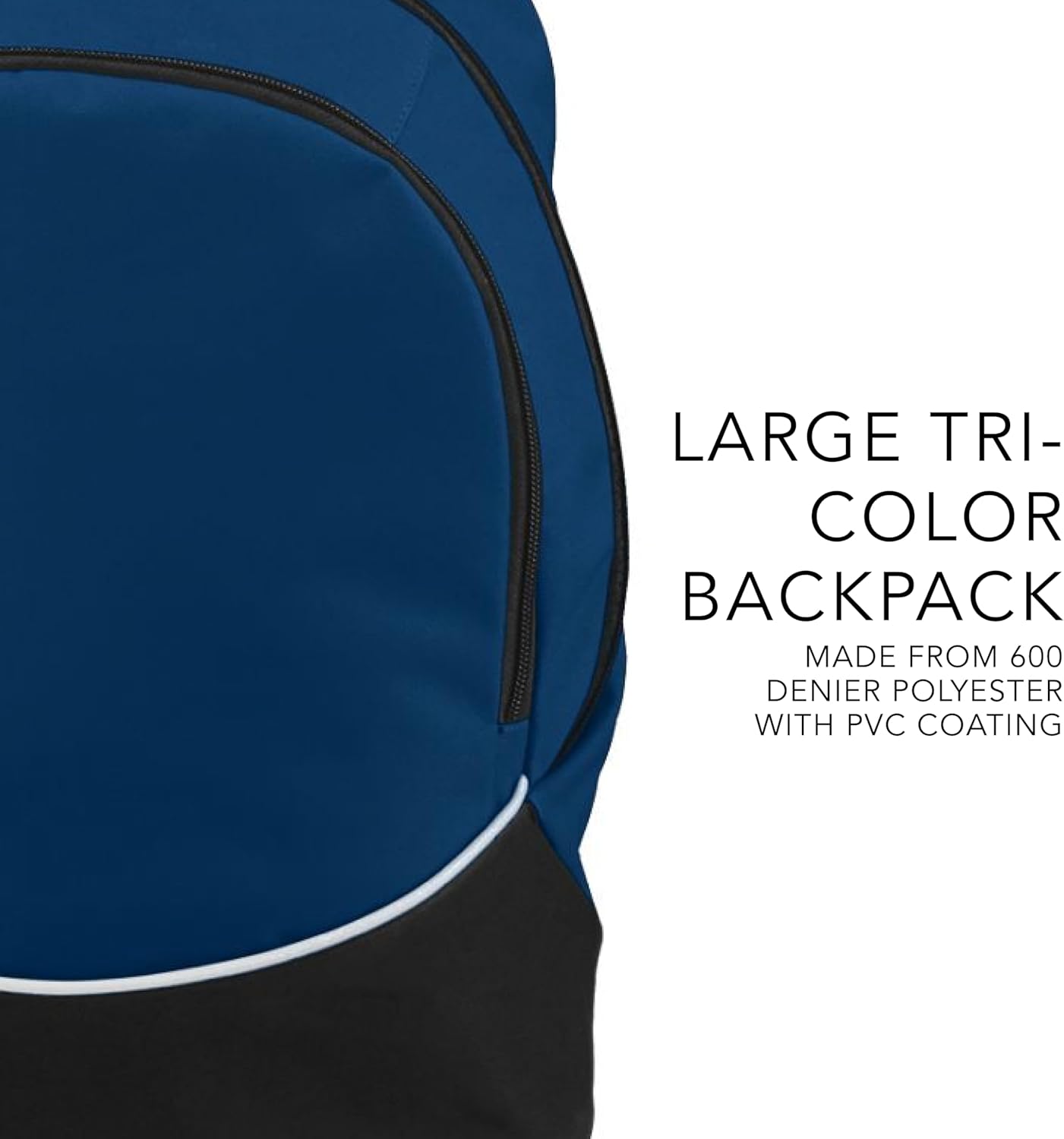 Tri-Color Large Backpack for Sports & Travel - Purple/Black/White by Augusta Sportswear