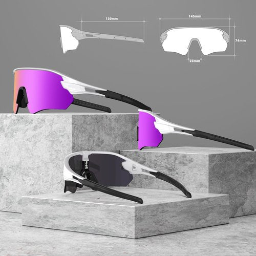 Bantida Z87 Sport Sunglasses For Running Cycling Fishing, UV Protection Sunglasses, TR90 Lightweight Goggles For Men Women (Pink&Purple)