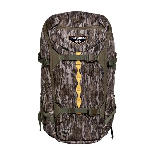 TENZING 2100 Whitetail Day Pack, Mossy Oak Bottomlands Hydration Bladder Compatible Durable Camo Backpack with 4 Compartments & 15 Organizational Pockets for Hunting Gear and Equipment