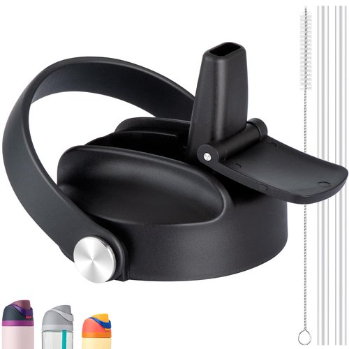 Bluwing Replacement Lid for Owala Freesip, Replacement Cap Lid with Straw Compatible with Owala Freesip 16oz 24oz 32oz 40oz, BPA-Free (Black)