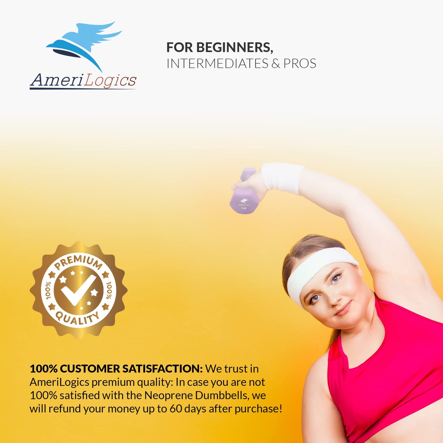 AMERI LOGICS Neoprene Dumbbell Sets- complete with a storage rack, non-slip, hex shape weights-bar grips with each set for working out with optimal comfort-ideal weight sets for your home gym.