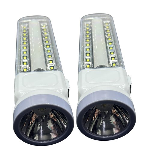 Set of 2 LED Emergency Hand Light Powerful Light Charge Function in Battery, Plug in and Solar Powered- for Home Out Going Camping Hiking Fishing