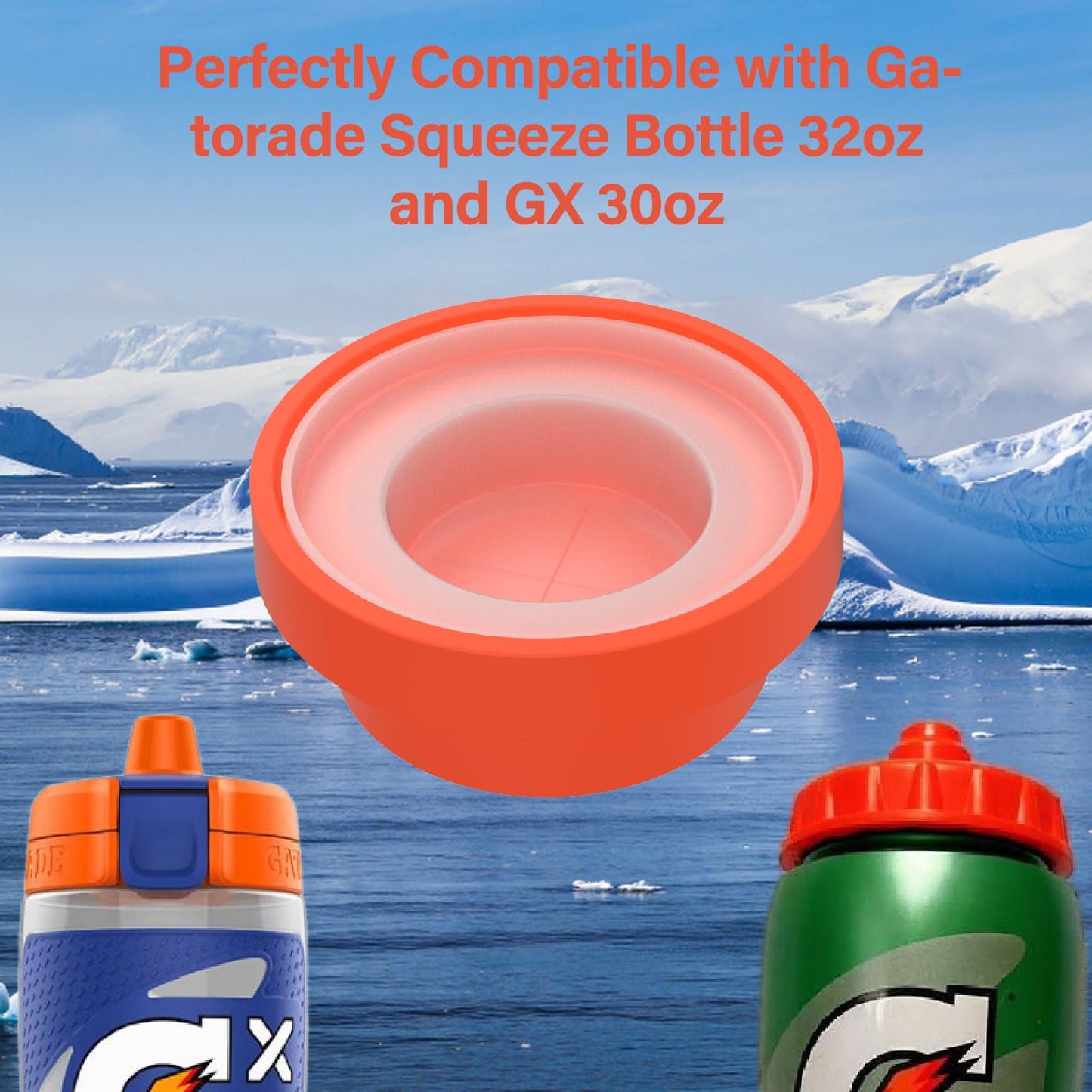 Aufuga 5 Pack Replacement Valves & Silicone Valve Lid Gaskets for Gatorade Water Bottles - Compatible with GX 30oz and Squeeze Bottle 32oz (5, Orange)