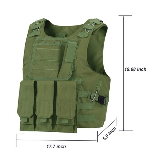 HRTACPAG Lightweight Tactical Vest with Removable Pouch for Airsoft Events, Paintball CS, Jungle Outdoor Activities (Army Green)