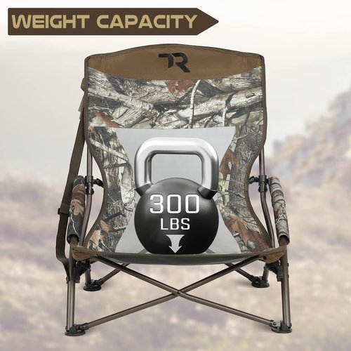 TR Low Camping Chair,Turkey Chairs for Hunting Lightweight Heavy Duty,Low Chair with Carry Bag for Outdoor Camping Travel Hunting (Camo 1)