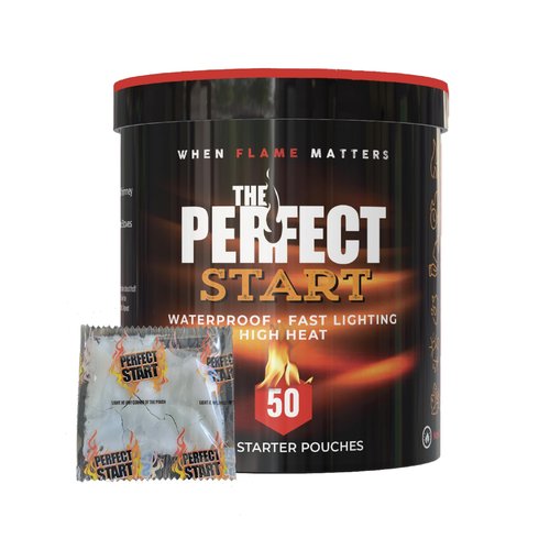 The Perfect Start Fire Starters - Waterproof - All-Purpose for Campfires, Fire Pits, Fireplaces, Charcoal & More - All Weather, Safe, Non-Combustible & Easy to Use for Camping, Hiking, Outdoor Cooking