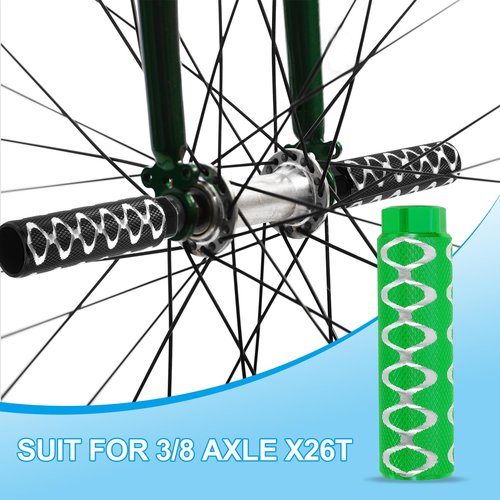 PATIKIL Aluminum Alloy O-Shape Bike Pegs Fit 3/8 inch Axles, 2 Pack Anti-Skid Lead Foot Bicycle Pegs Back Seat Stands for BMX Mountain Bike Cycling Rear Stunt Pegs, Green