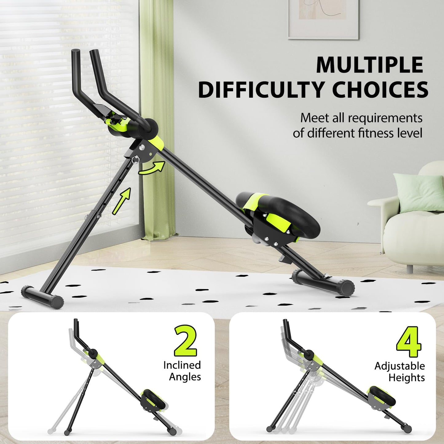 Ab Workout Equipment, Ab Machine for Home Gym Fitness, Ab Trainer Exercise Equipment for Abdominal Exercise and Strength Training (Black)