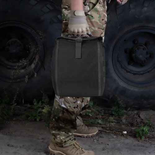 FRTKK Tactical Helmet Bag Pack, Military Molle Pouch Multi-Purpose Carrying Storage Bag Include USA Flag Patch and 2 PCS Molle Straps for Sports Hunting Shooting Combat Helmets (Black)