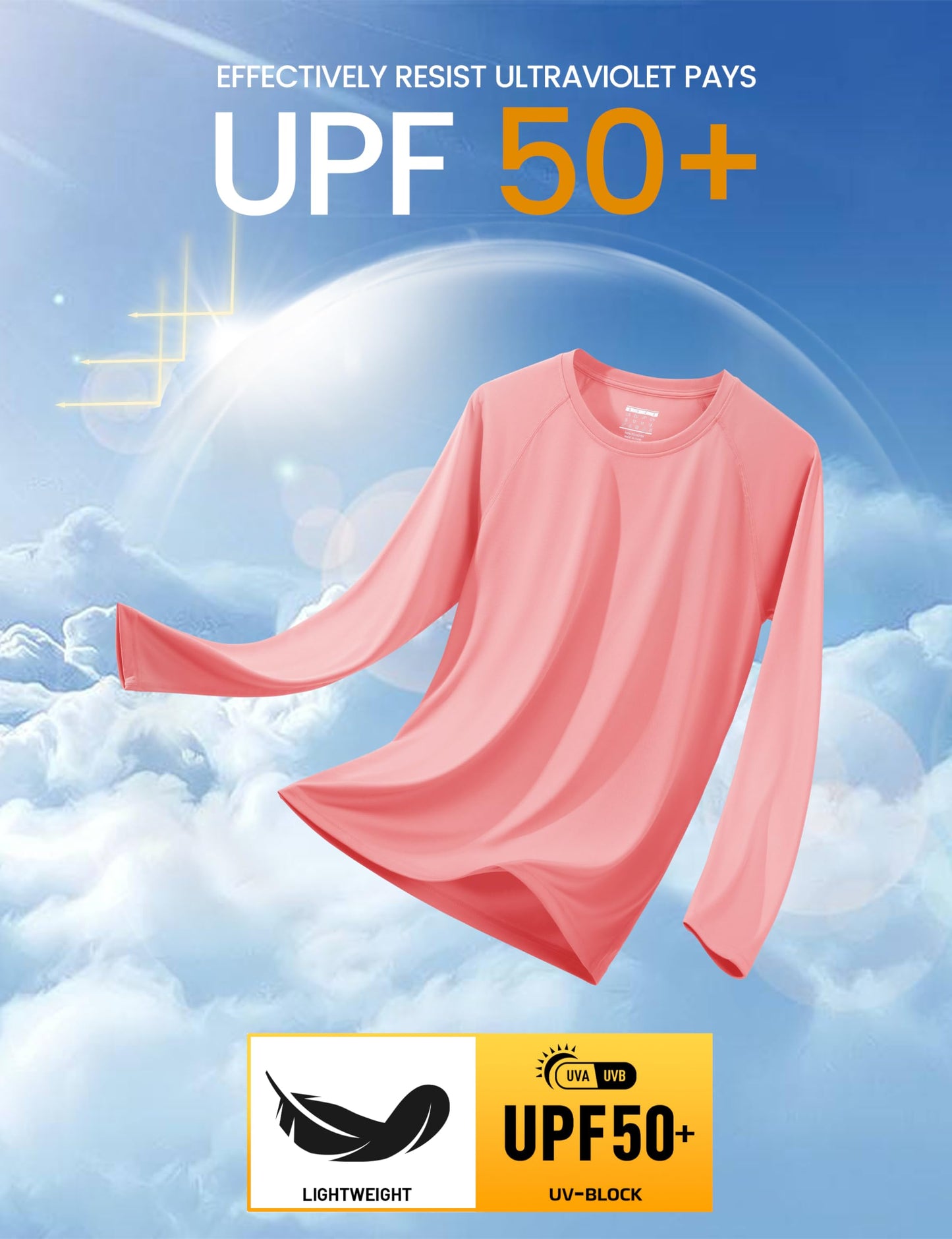 MAGCOMSEN Men's Shirt Rash Guard Long Sleeve Sun Shirts UV Protection SPF UPF Swim Polyester Clothing Watermelon Red,3XL