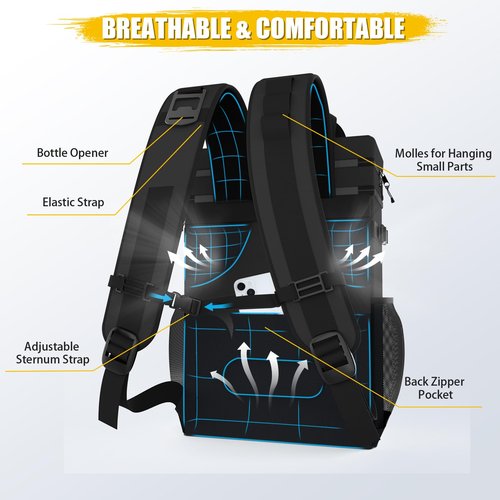 Backpack Cooler - AYAMAYA Upgrade Leakproof Cooler Backpack with Padded Top Handle, 40 Cans Large Waterproof Insulated Camping Coolers for Beach, Fishing, Picnic, Travel, BBQ