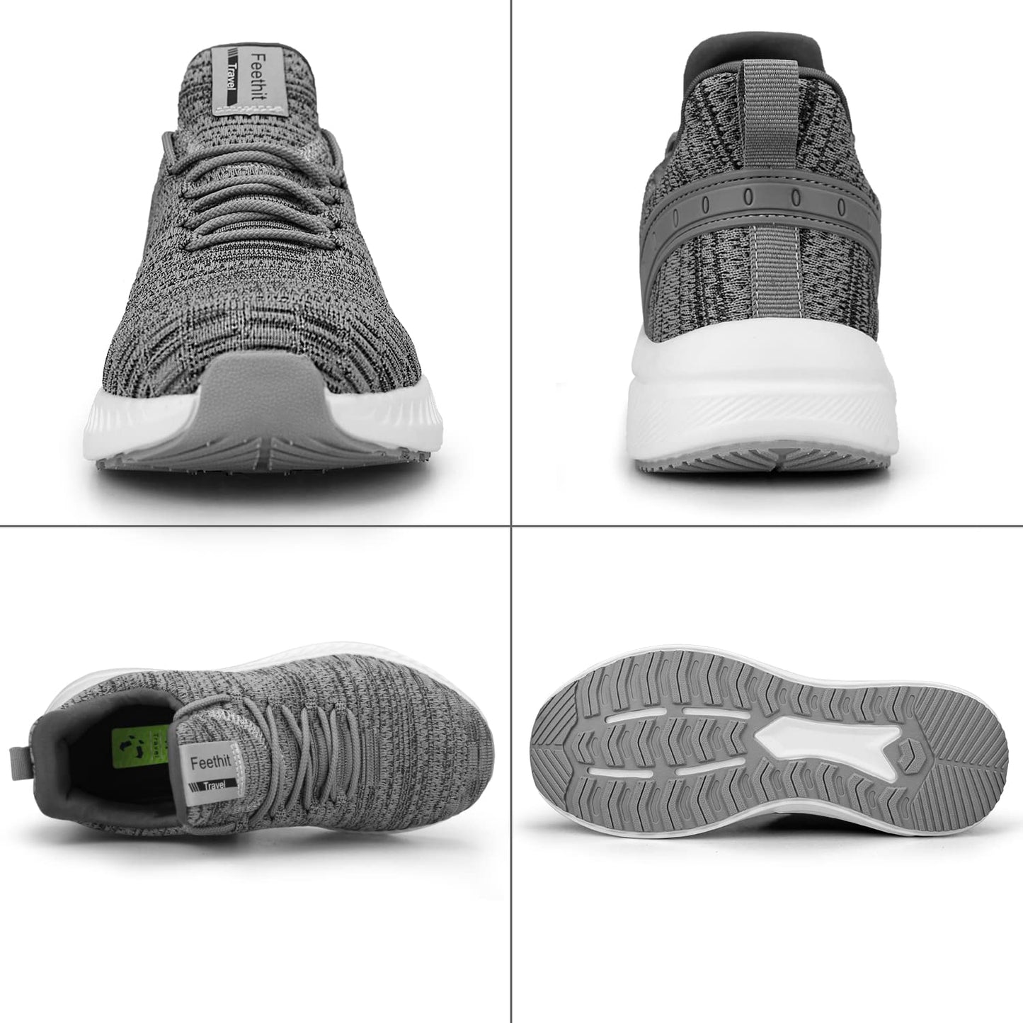Feethit Mens Slip On Walking Shoes Blade Tennis Shoes Non Slip Running Shoes Lightweight Workout Shoes Breathable Mesh Fashion Sneakers Light Grey Size 10.5