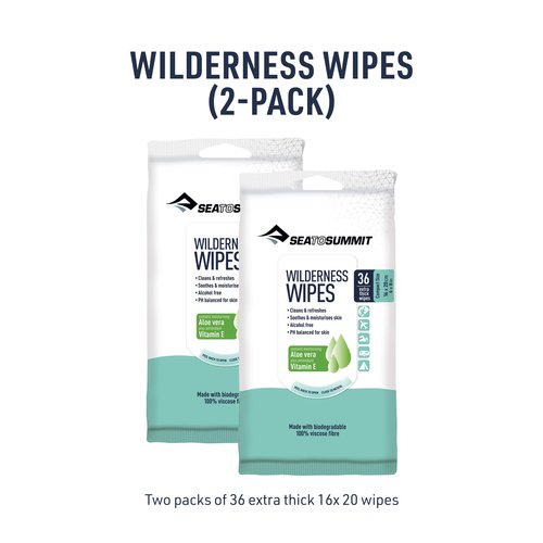 Sea to Summit Wilderness Wipes Rinse-Free Body Wipes, 2-Pack (36 wipes per pack)