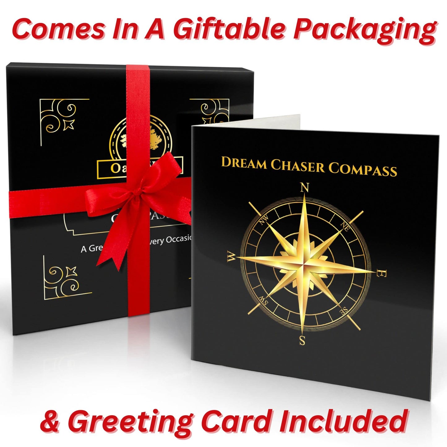 The Dream Chaser Compass in Wooden Box - 2025 Graduation Gifts for Him, College, High School, Birthday Gift Idea for Son, Boys, Daughter - Greeting Card Included, Inspirational, Motivational Present