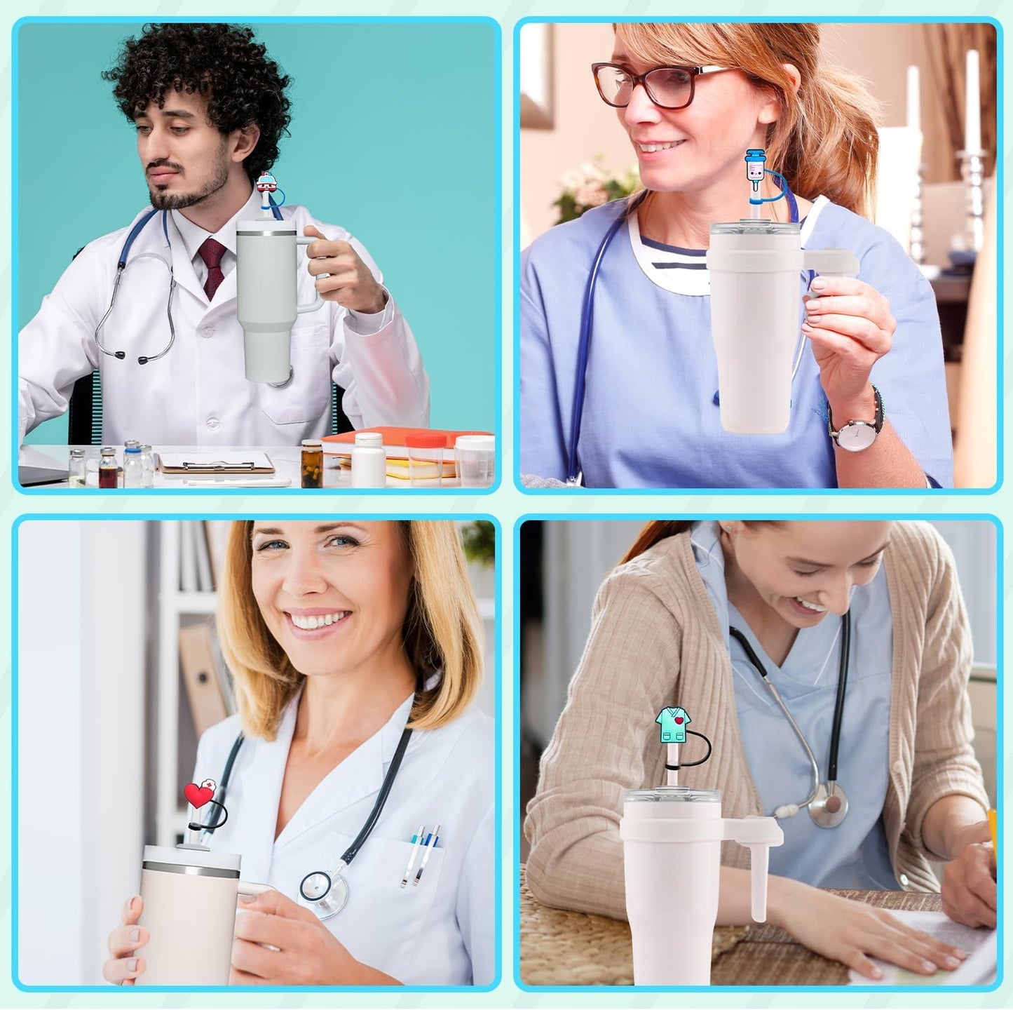 6 Pack Straw Covers Cap for Stanley Cup, Stanley Straw Caps Compatible with 40 oz Stanley Tumbler, Reusable Silicone Dust-Proof Straw Tips for Stanley Jug Drinking Straws Plug