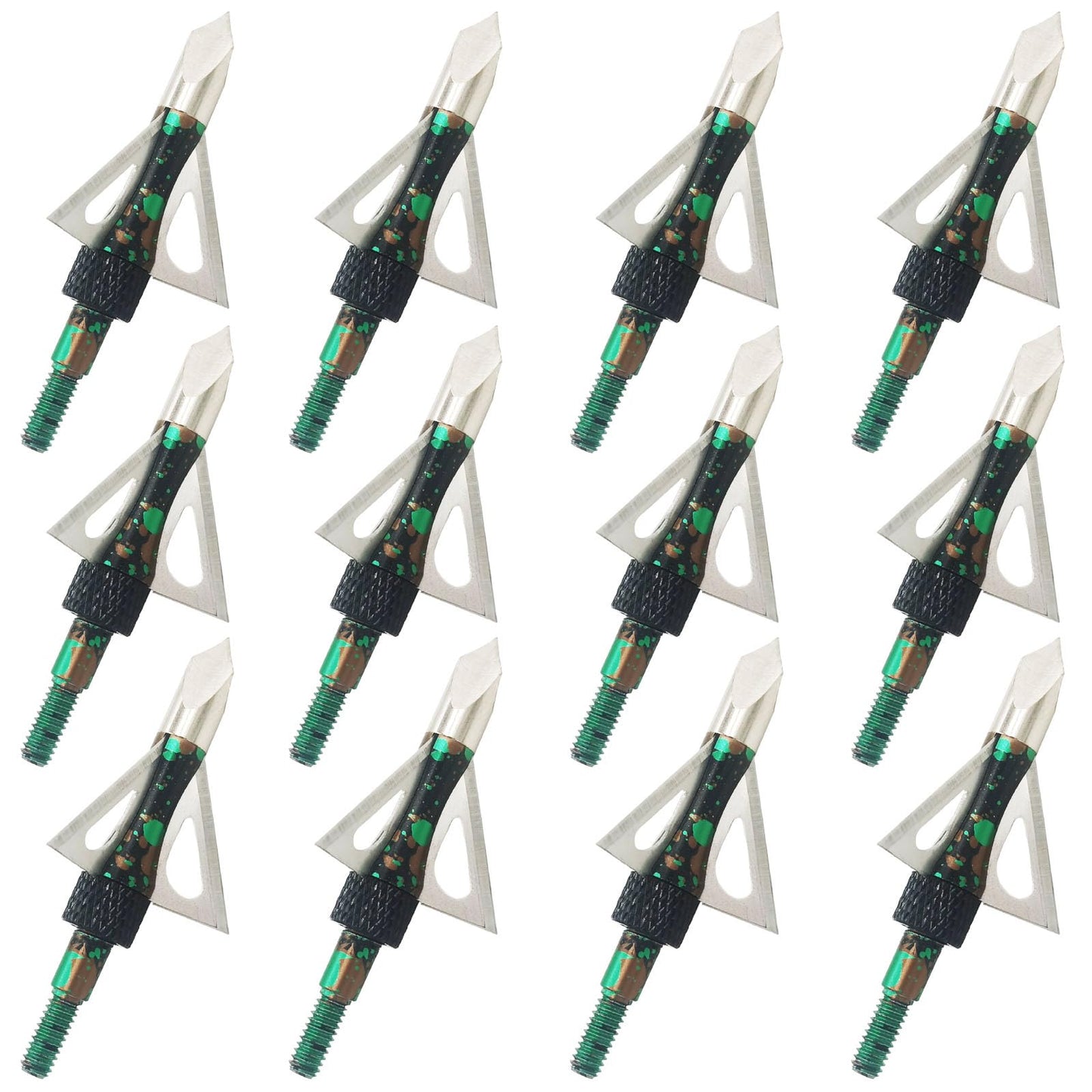 Flying Swifts Hunting Broadheads 3 Blades Archery Broadheads 100or125 Grain 12PK Screw-in Arrow Heads Arrow Tips Compatible with Traditional Bows and Compound Bow Archery Hunting (Camouflage-ZZ)