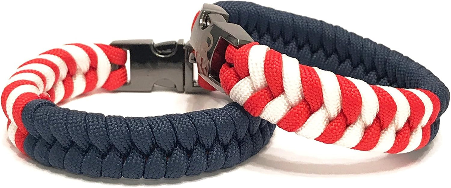 USA American Flag Mens Jewelry Paracord Survival Bracelet with Metal Buckle (Size 7.5)