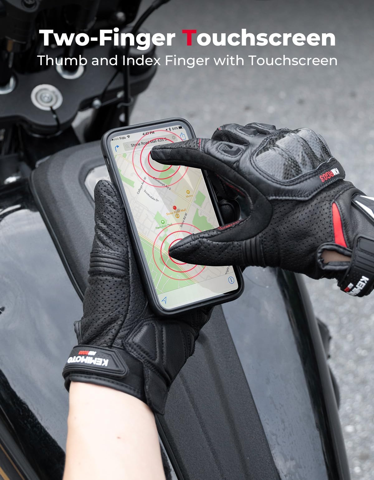 KEMIMOTO Sheepskin Leather Motorcycle Gloves for Men, Protective Motorcycle Gloves for Motocross Motorbike Dirt Bike Bicycle Racing ATV UTV