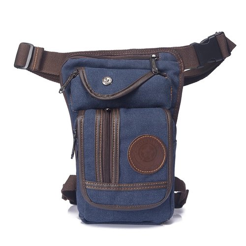 Yoholda Adjustable Waist Pack Fanny Pack for Outdoor Sports, Canvas Tactical Military Drop Leg Bag for Men Women (Navy Blue)