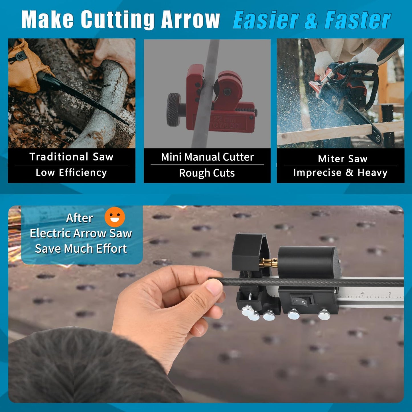 FENJANER Archery 8000 RPM Electric Arrow Saw - Adjustable 4.3”-32” Carbon Arrow Cutter Pipe Tube Cutting, Arrows Trimmer Polisher Tool for Aluminium & Fiberglass Arrow DIY