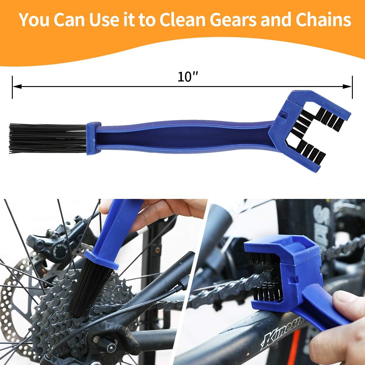 8 Pieces Precision Bicycle Cleaning Brush Tool Including Bike Chain Scrubber, suitable for Mountain, Road, City, Hybrid,BMX Bike and Folding Bike
