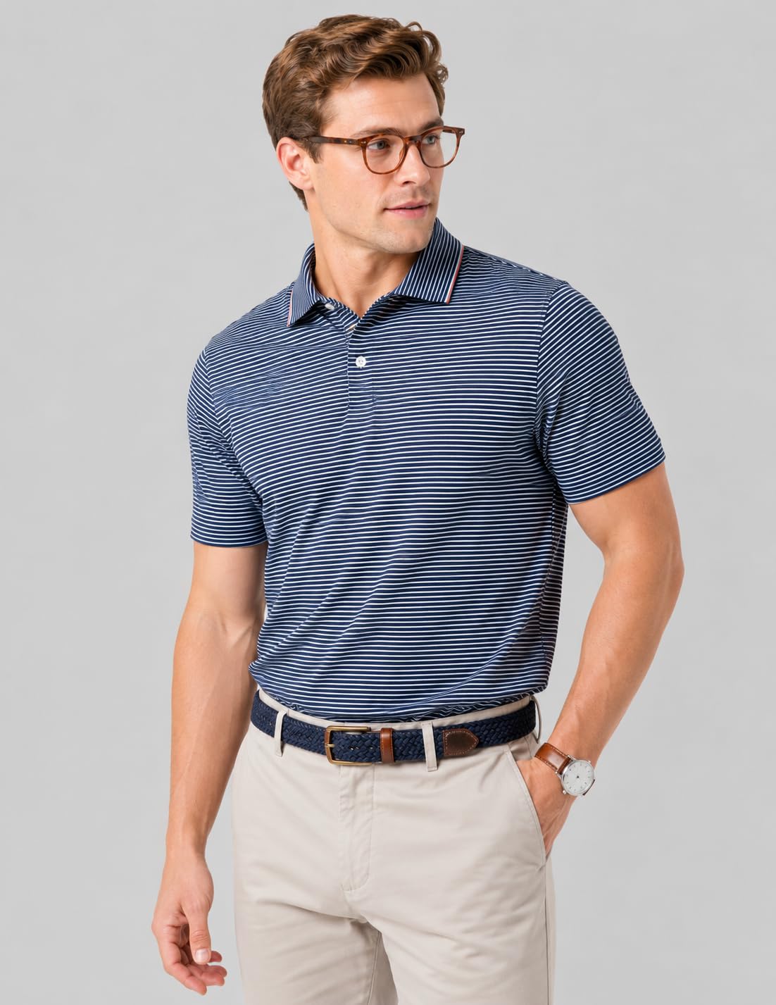 3-Pack Men's Golf Polo Shirts Short Sleeve, Dry Fit Performance Moisture Wicking Casual Print Collared T Shirts (Set 9, X-Large)