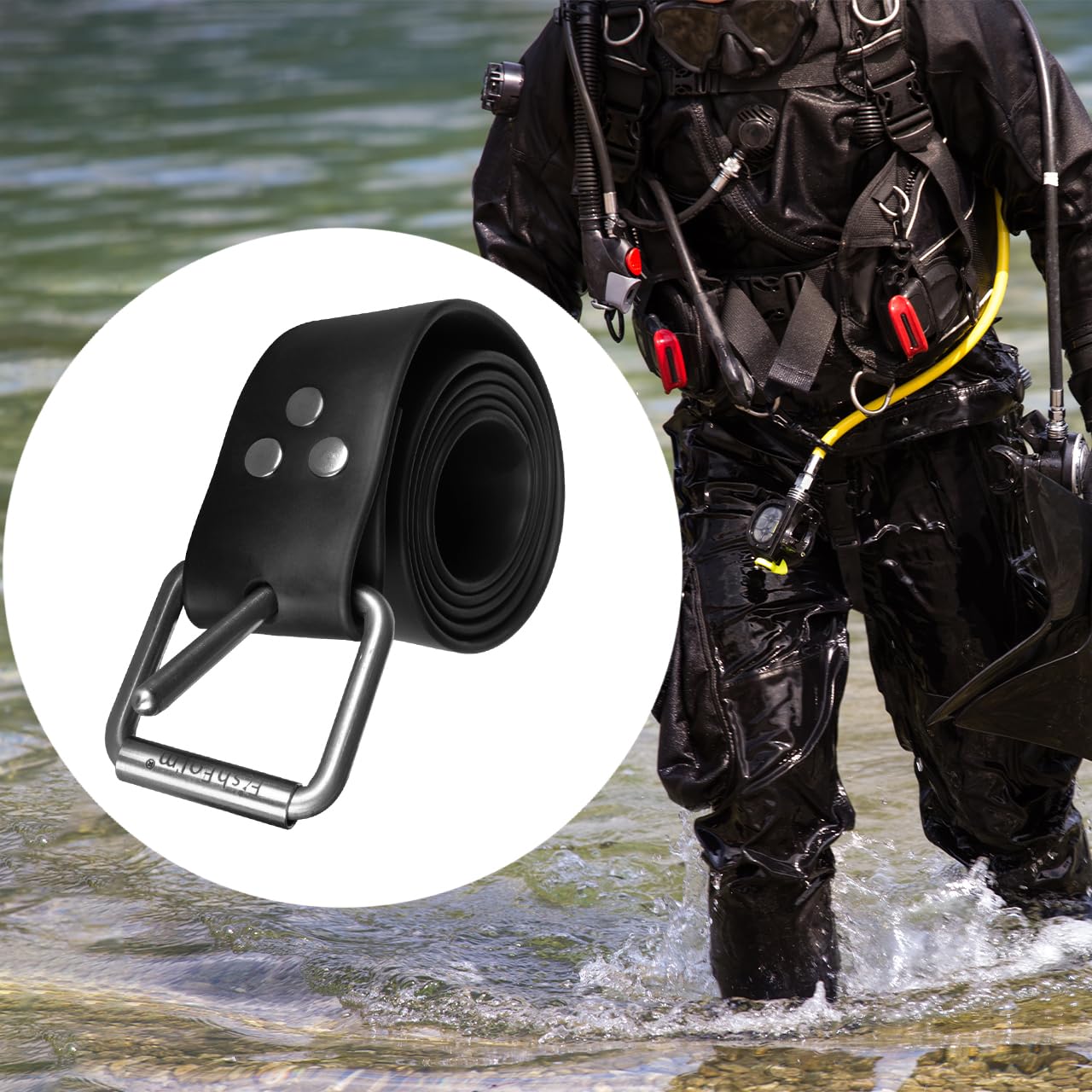 FishForm Spearfishing Scuba Free Diving Marseille buckle Rubber Weight Belts (3 cholnitene) 59" - 1.5m