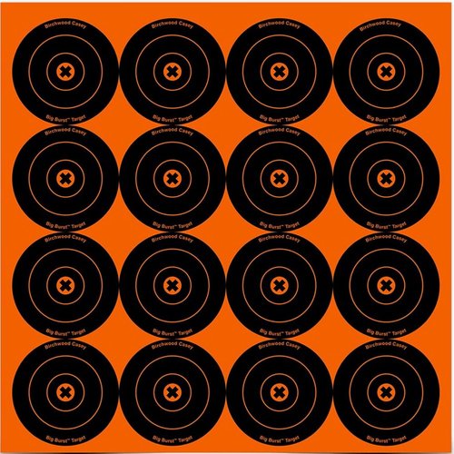 BIRCHWOOD CASEY Big Burst Bull's Eye Always Flat Adhesive Back Shooting Training Reactive Targets | Pack of 3 Sheets