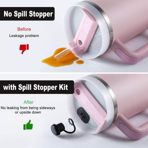 Spill Stopper for Stanley Cup, Anti Leak Stoppers for Stanley 40 oz 30 oz H1.0/H2.0, black, 2 Sets