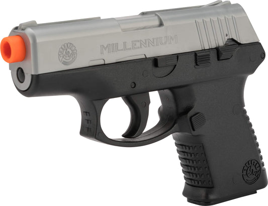 Evike Airsoft - Swiss Arms Millennium PT111 Airsoft Spring Airsoft Pistol by CyberGun (Color: Two-Tone)