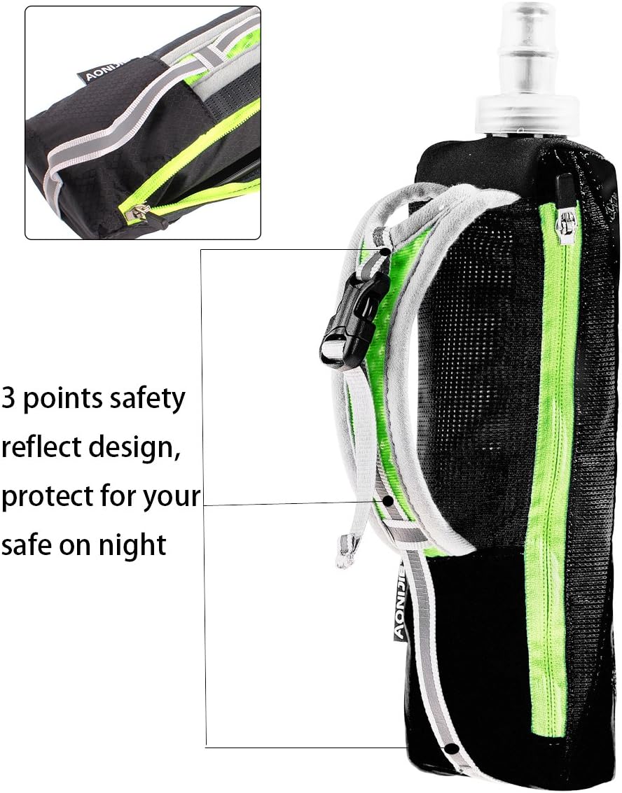 Geila Handheld Water Bottle for Running, 17 oz Grip Handheld Bottle with Hand Strap Hydration Pack, Sport Soft Flask