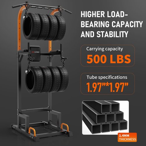 leikefitness Multifunction Power Tower Exercise Equipment,Pull Up Dip Station,Height Adjustable for Home Gym Strength Training Fitness Equipment,Dip Stands,Pull Up Bars,Push Up Bars,VKR (Black)