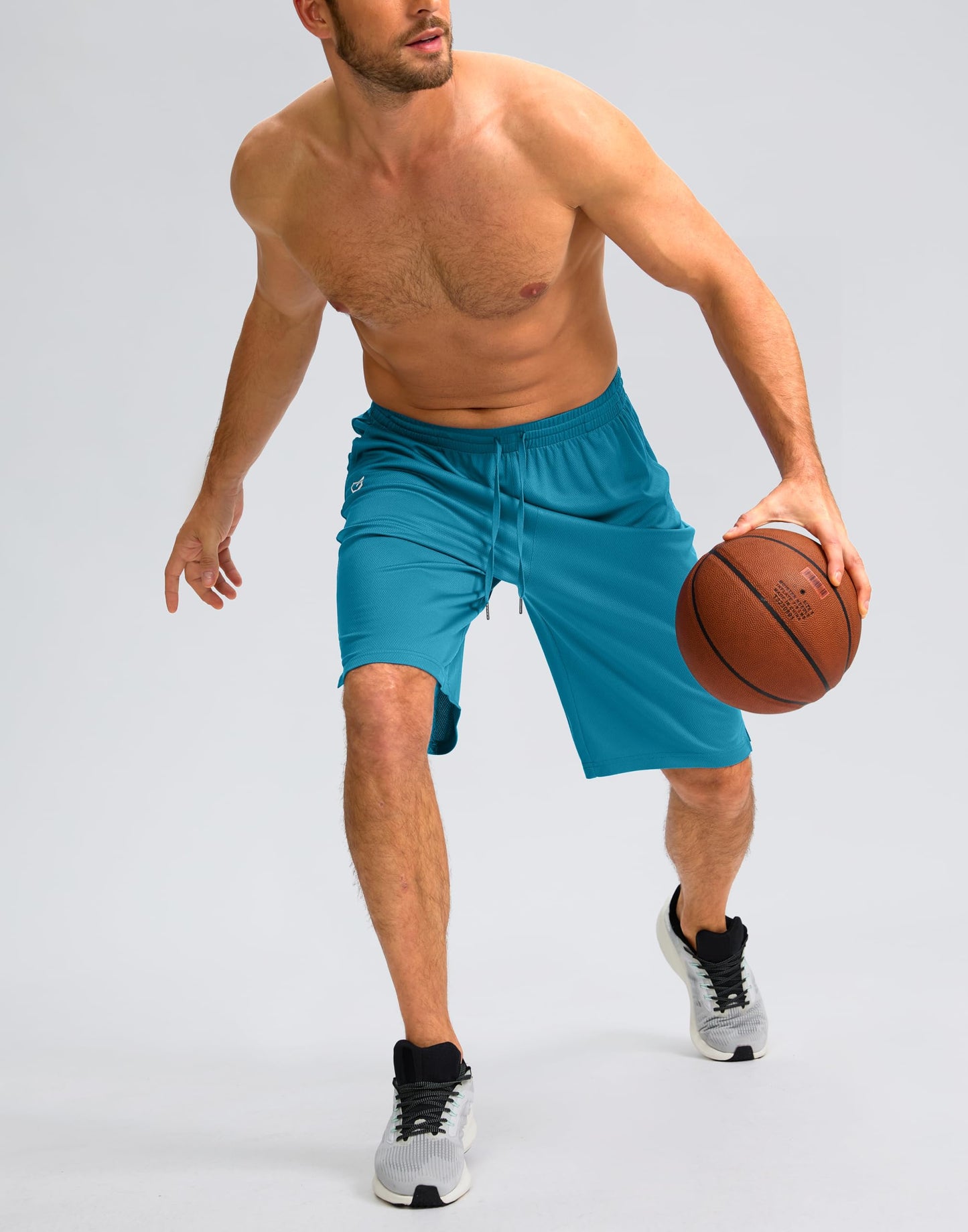 G Gradual Men's Athletic Shorts with Pockets 9" / 11" Long Basketball Shorts Lightweight Quick Dry Gym Workout Shorts for Men(Lake Blue,XXL)