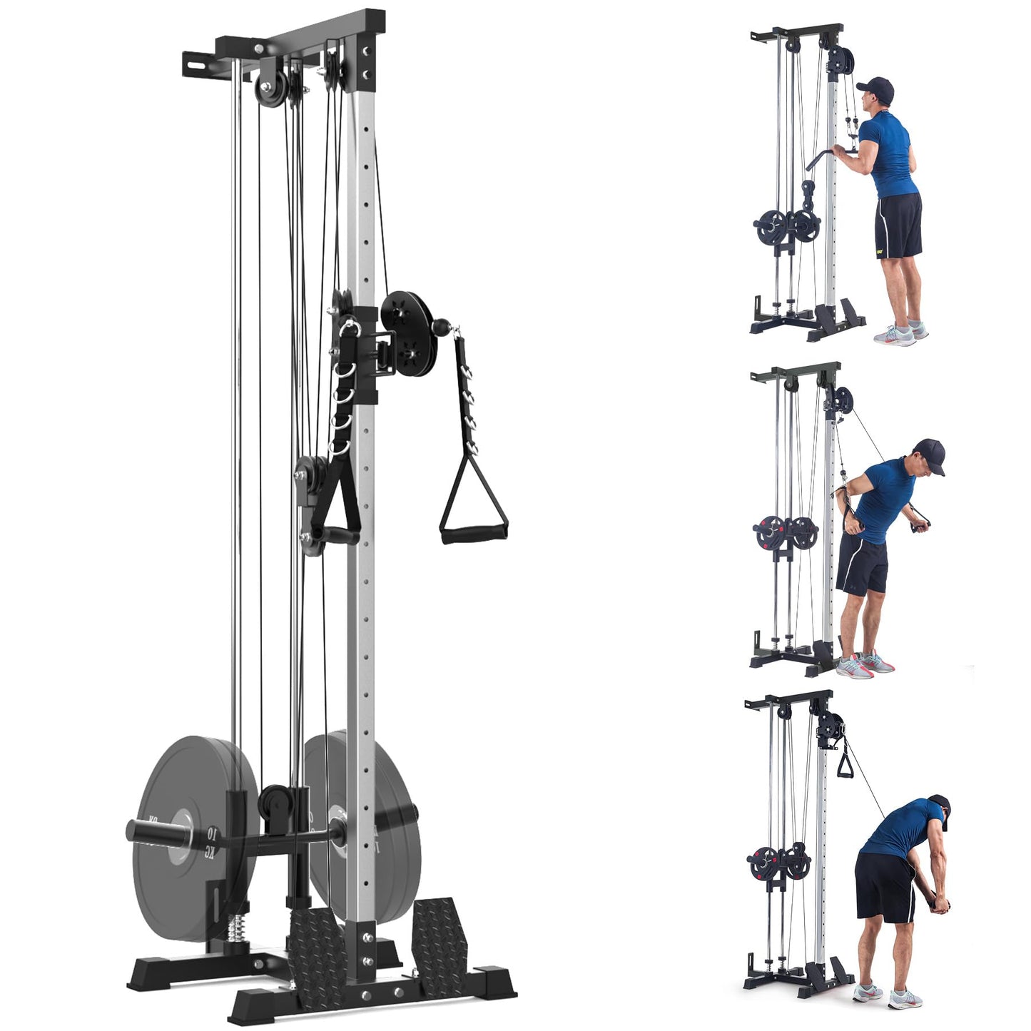 GarveeLife Wall Mount Cable Machine,LAT Power Cable Machine, LAT Pull Down and LAT Row LAT Tower,Cable Crossover Machine with 20 Positions,LAT Pulldown Machines for Home Gym Total Body Training,Black
