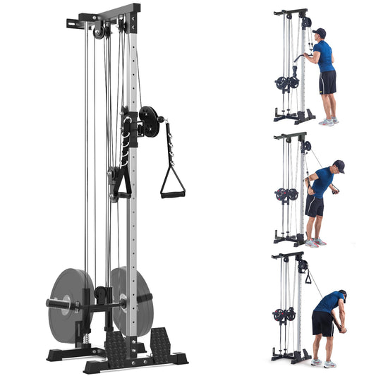 GarveeLife Wall Mount Cable Machine,LAT Power Cable Machine, LAT Pull Down and LAT Row LAT Tower,Cable Crossover Machine with 20 Positions,LAT Pulldown Machines for Home Gym Total Body Training,Black