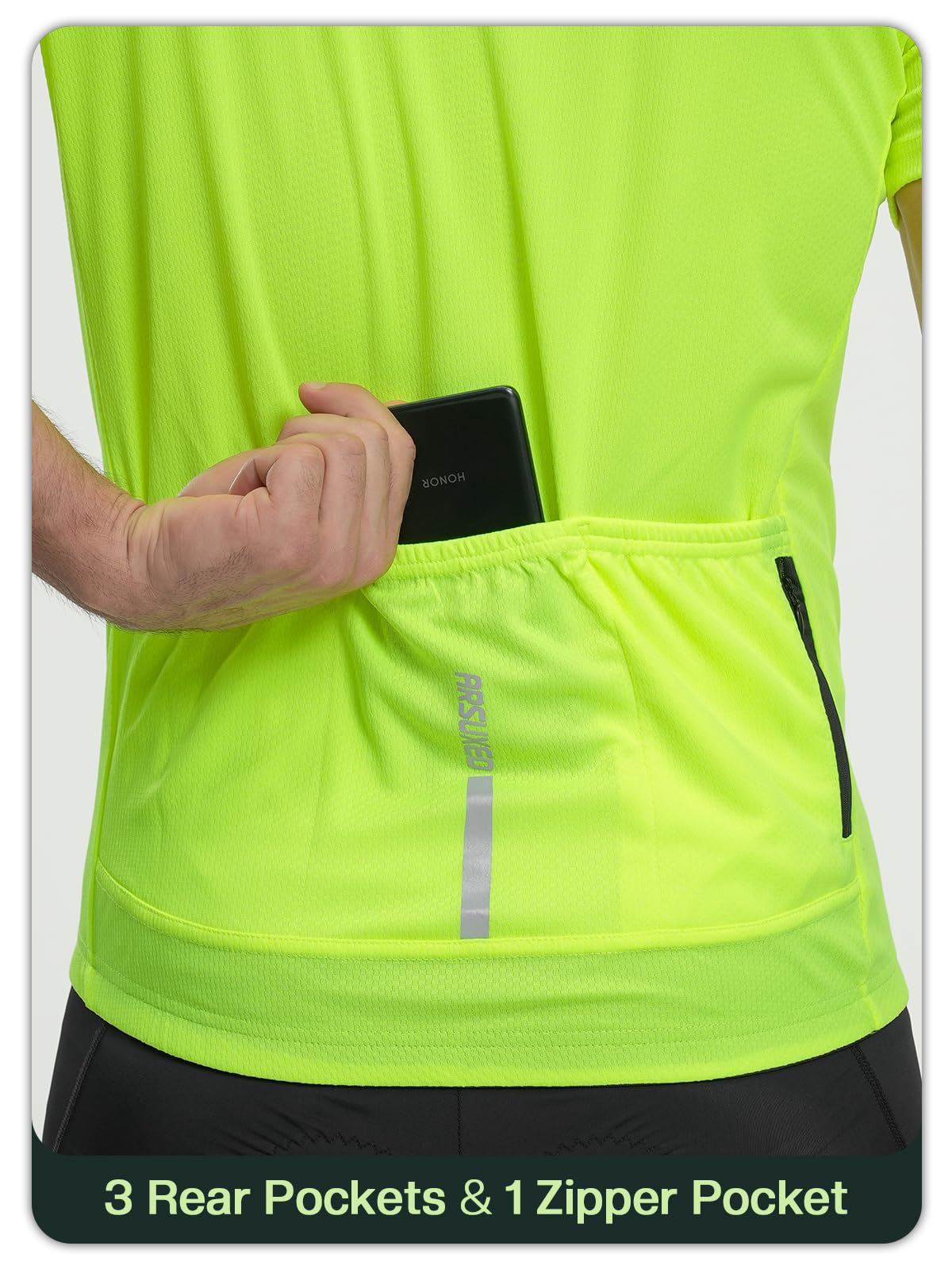 ARSUXEO Mens Cycling Jersey Short Sleeves Slim Fit Bike Bicycle Biking Shirt for Road Gravel Mountain Bike Green Size X-Large