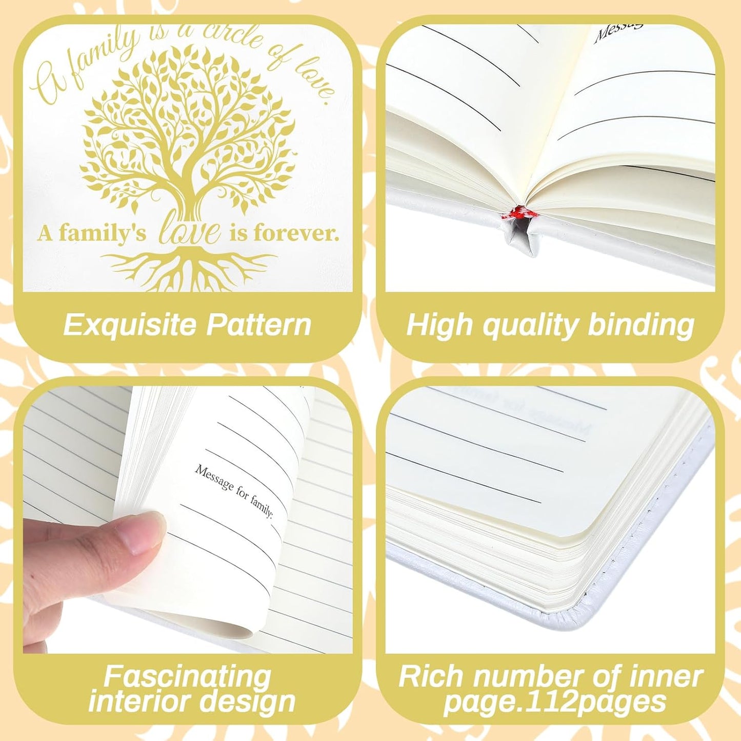 Patelai Family Reunion Party Favors Decorations Family Reunion Guest Book Sign in Good Tree Guest Book Gathering Decorations with Pen, 112 Pages(Trendy)