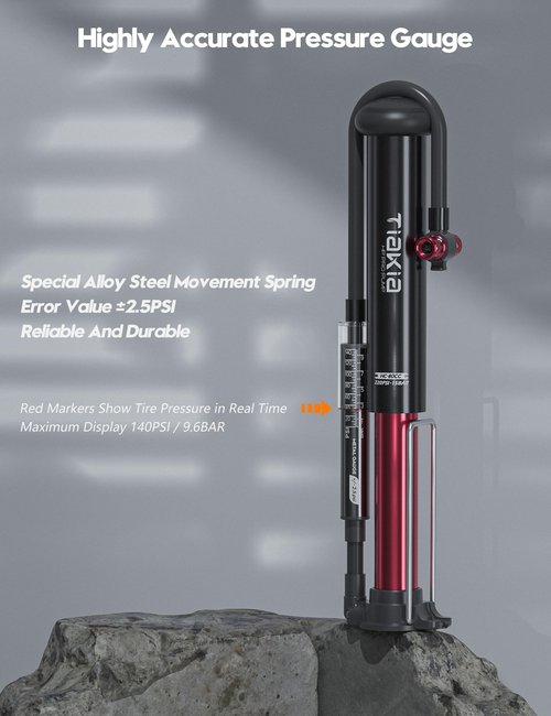 Tiakia Mini Bike Floor Pump with Gauge 220psi High Pressure Compact Bike Pump Aluminum Tire Pump Portable Bicycle Air Pump fits Schrader Presta Valve Hand Pump for Road Mountain Bike Balls